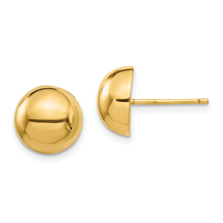 Polished Button Half Ball Post Stud Earrings in Real 14k Yellow