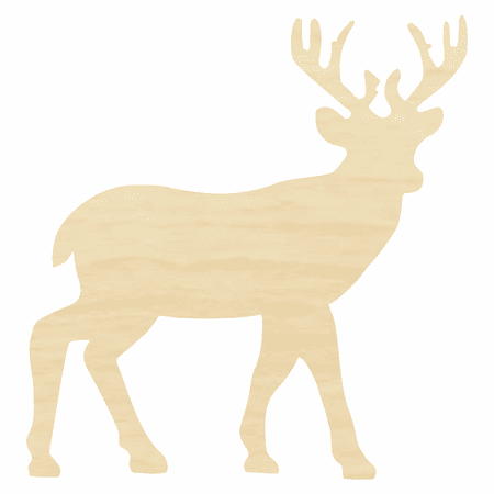Unfinished Buck #2 Wood Cutout, Available in a Variety of Sizes and Thicknesses (1/8" Thickness, Small 4.75" x 5" (Package of 10))