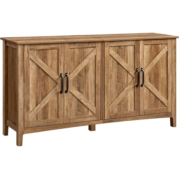 Buffet Cabinet Sideboard Storage Cabinet with Adjustable Shelves for Living Room Rustic Walnut