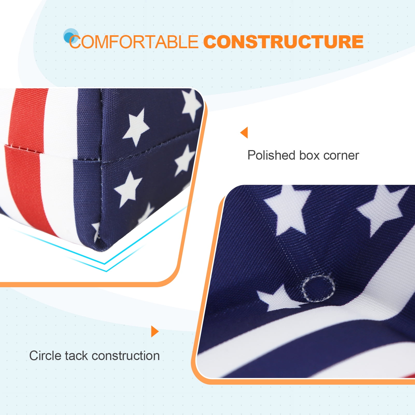 EAGLE PEAK Tufted Outdoor/Indoor Seat/Back Chair Cushion, Set of 2, 42 x 21 in, American Flag