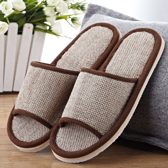 Slippers Indoor Toe Slippers Home Slippers House Slippers for Guests, Open Toe Indoor Slipper Comfortable Washable,Multi-Color Casual Spa Slipper for House,Hotel,Travel,Unisex Universal Coffee 7.5