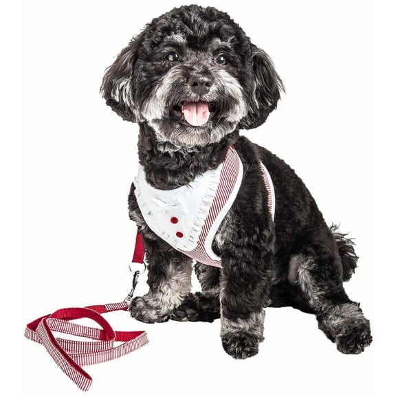 Pet Life  Luxe 'Spawling' 2-In-1 Mesh Reversed Adjustable Dog Harness-Leash W/ Fashion Bowtie