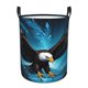 thumbnail image 1 of Fotbe Night Sky Forest Bald Eagle Cesto de Ropa con Asas, Cesto Impermeable de Gran Capacidad, Bolsa de Lavado para Dormitorio, Cesto de Ropa con Ruedas y Asas-Small, 1 of 6