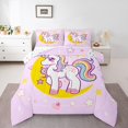 thumbnail image 1 of Erosebridal Couette Intérieure Kawaii Licorne pour Filles et Enfants, Couette Intérieure Animal Magique, Rose, Réversible 3 Pcs, 1 of 8
