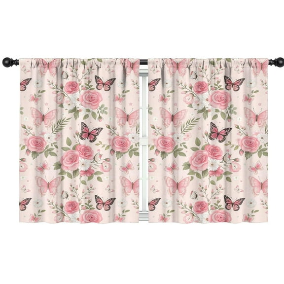Blackout Kids Curtains,Flower and Butterfly Childrens Insulated Curtains Set Of 2,Bedroom Essentials,Toddler Room Decor 42"x54"(106x137cm)
