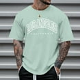 thumbnail image 4 of Caqnni Mens Fashion Casual Printing Muscle Exercise Fitness Short Sleeve Letter Print T-Shirt Mens Printed Dress Shirt (Z05-Mint Green,L), 4 of 4