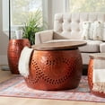 thumbnail image 2 of Linon Nora Metal and Wood Large Drum Table in Copper, 2 of 10
