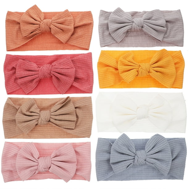 EeaseMX 8 diademas con nudo para recién nacidos, bandas anchas para el pelo para bebés, lazos para el pelo (estilo mixto)