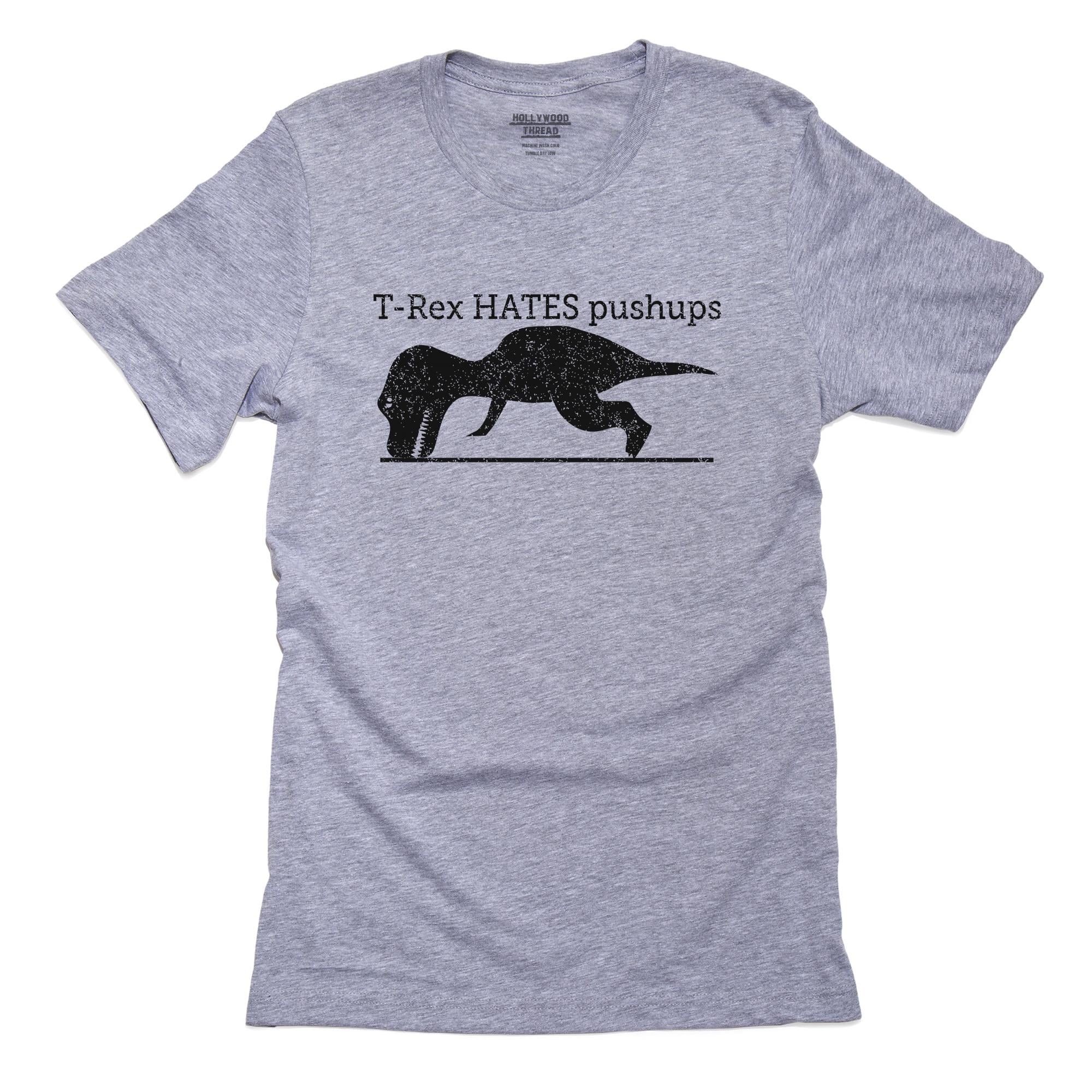 12 Colours T Rex Hates Pushups Exercise Dinosaur Funny Mens T-Shirt 