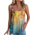 thumbnail image 2 of GaThRRgYP Womens Tops Summer,Summer Tops for Women,Women's Fashionable Sleeveless Casual Printing Metal Round Neck Shirts Blouses Tank Dark Blue M, 2 of 7