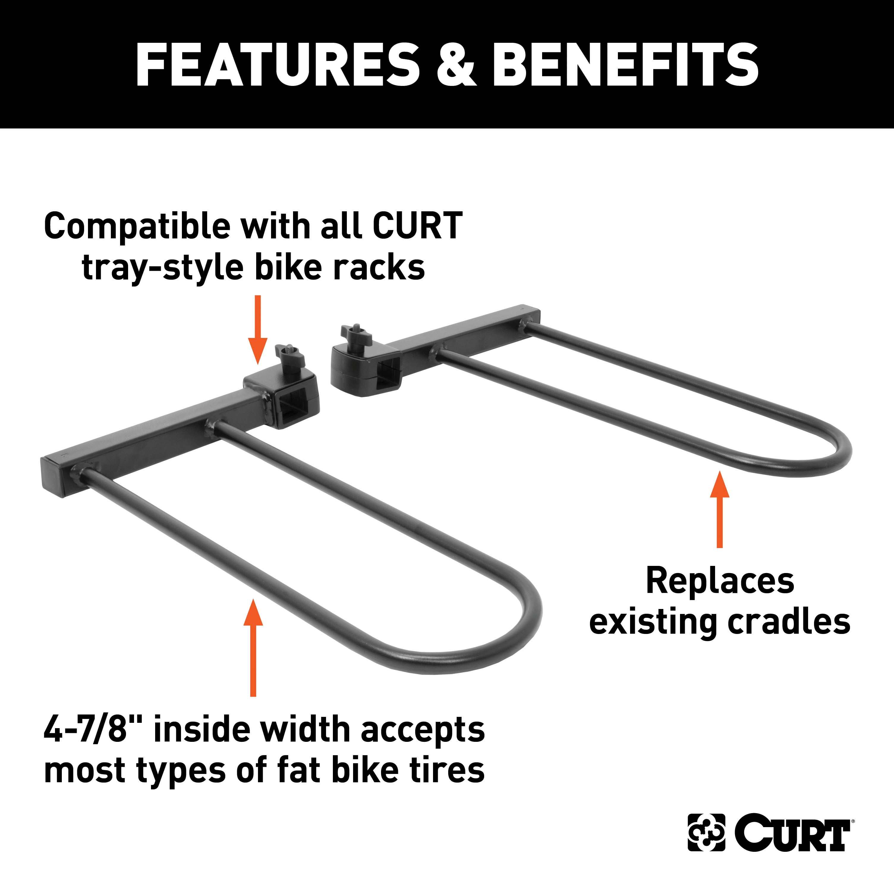 CURT 18091 Tray Style Bike Rack Cradles for Fat Tires Up to 4 7 8
