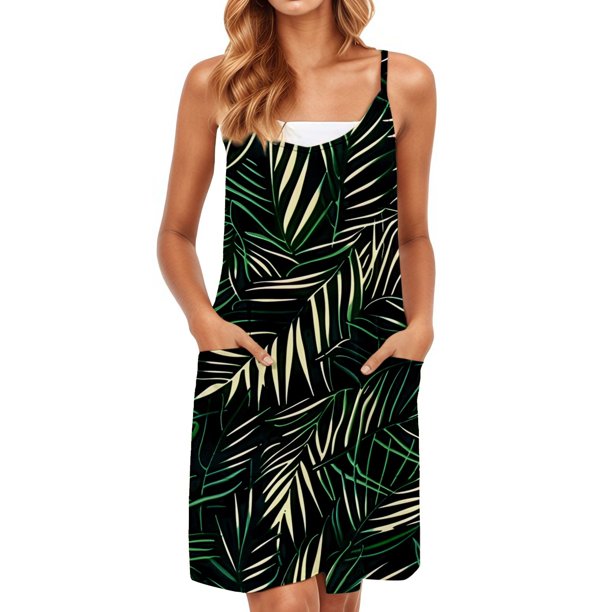 WILLBEST Vestidos Floreados Para Mujer Falda Con Tirantes Estampada Estilo Vacacional De Ocio Playero De Verano Para Mujer