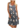 thumbnail image 1 of Nouvelle Robe d'Été pour Femmes Col Rond Imprimé Décontracté Sans Manches Robe de Plage Courte, 1 of 2