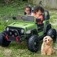 thumbnail image 4 of Outfunny 12V Kids Ride on Toys, 2 Seater Electric Ride on Truck Car for Big Kids with Remote, Bluetooth - Army Green, 4 of 10