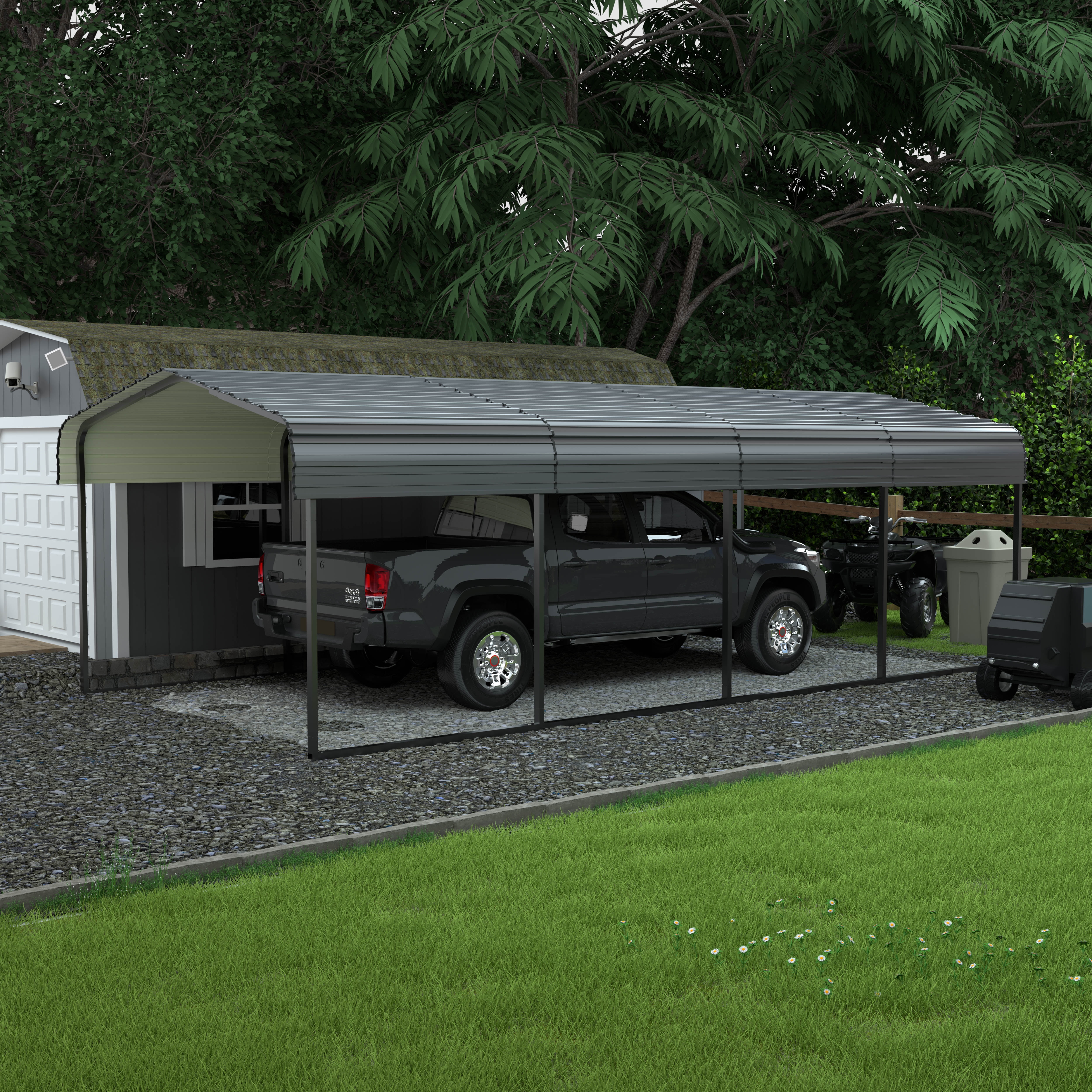 VEIKOUS 20' x 12' Outdoor Heavy-Duty Metal Carport - Weatherproof Roofing, Rust-Resistant Frame, Easy Installation