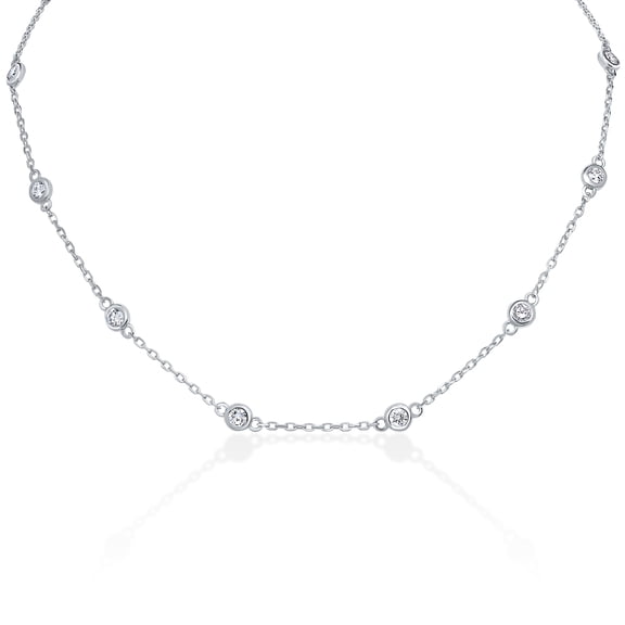 Diamond Affection 1 Cttw Lab Created Diamond Station Chain Necklace Rhodium Plated Sterling Silver