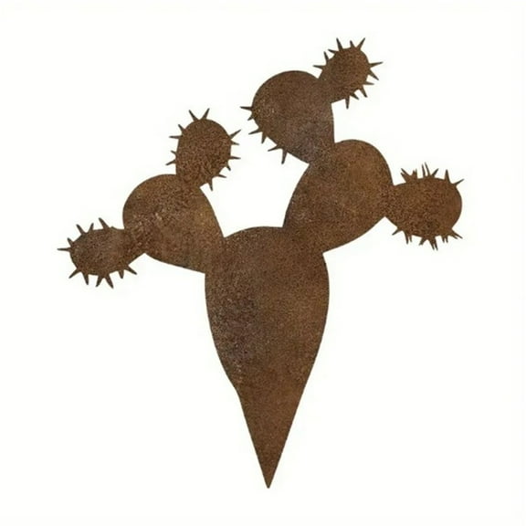 Heavy Duty Iron Cactus Sculpture Yard Ornaments With Rust Finish Suitable For Landscape Outdoor Garden Display