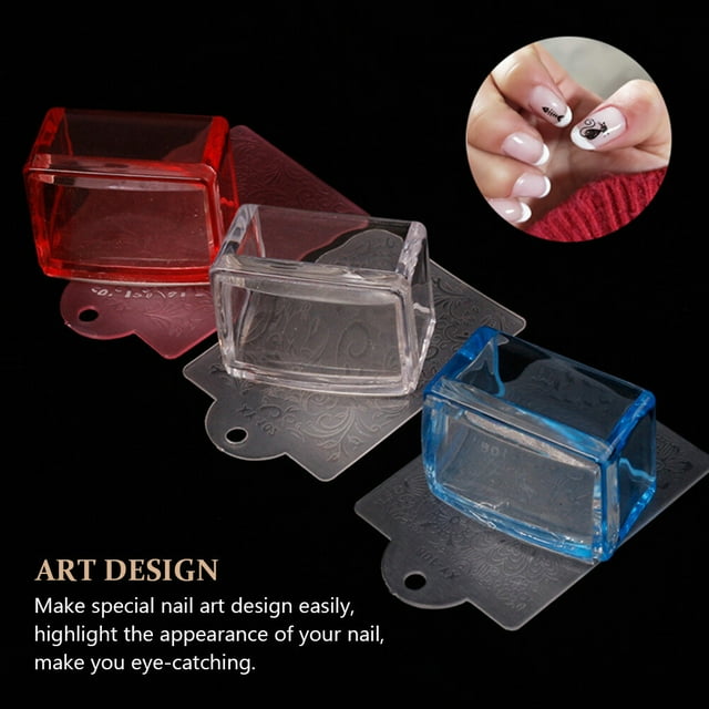 TEHAUX Clear Silicone Nail Stamper Nail Design Stamp Assorted Color for Manicure Tools 2Pcs