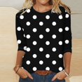thumbnail image 2 of Zpanxa Womens Tops Fashion 3/4 Sleeve Tops Loose Casual Crew Neck Print T-Shirt, 2 of 5