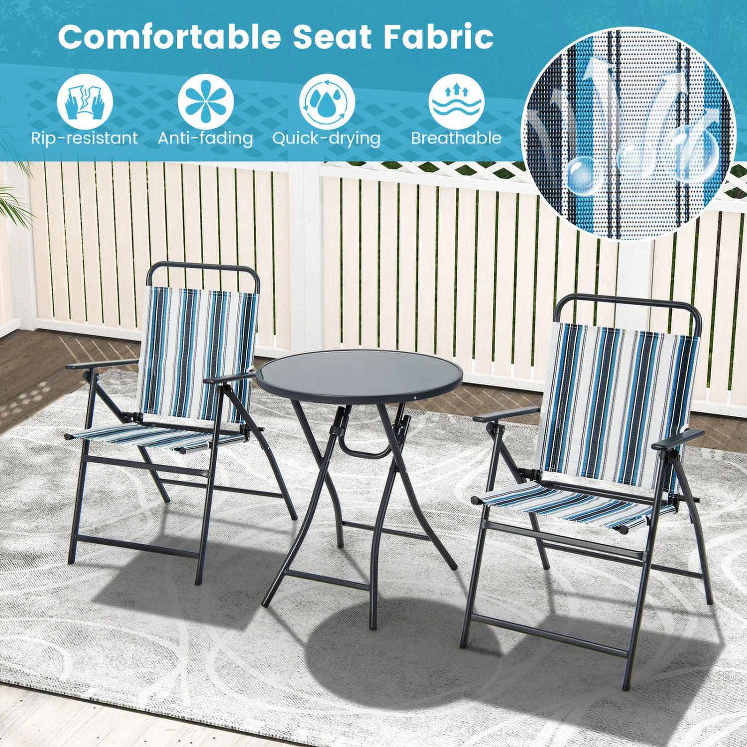 Aimee Lii 3 Pieces Outdoor Folding Chair Set Portable Folding Chair Set, Outdoor Patio Furniture Aimee Lii 3 Pieces Outdoor Folding Chair Set Portable Folding Chair Set, Outdoor Patio Furniture