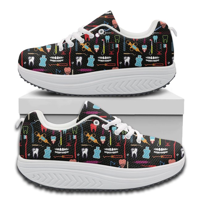 Kawaii Medical Device Illustration Pattern Autumn Winter Round Toe Vulcanized Shoes Brand Design Comfortable Lace Up Sneakers