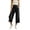 j1-Black, variant on Womens Pants Casual Solid Color Cropped Wide-Leg Pull-On Culottes Female Mid Elastic Waist Loose Soft Daily Breathable Comfortable Pants With Pockets,XL