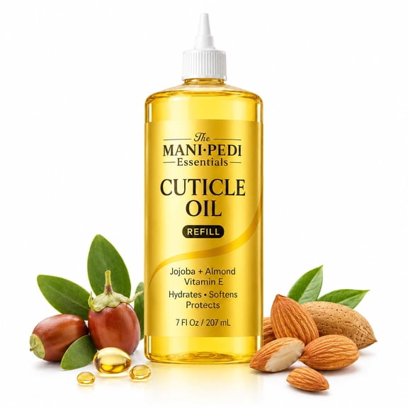 The Mani Pedi Essentials All Natural Cuticle Oil with Jojoba Oil and Vitamin E and Sweet Almond Oil, 7 fl oz Bottle