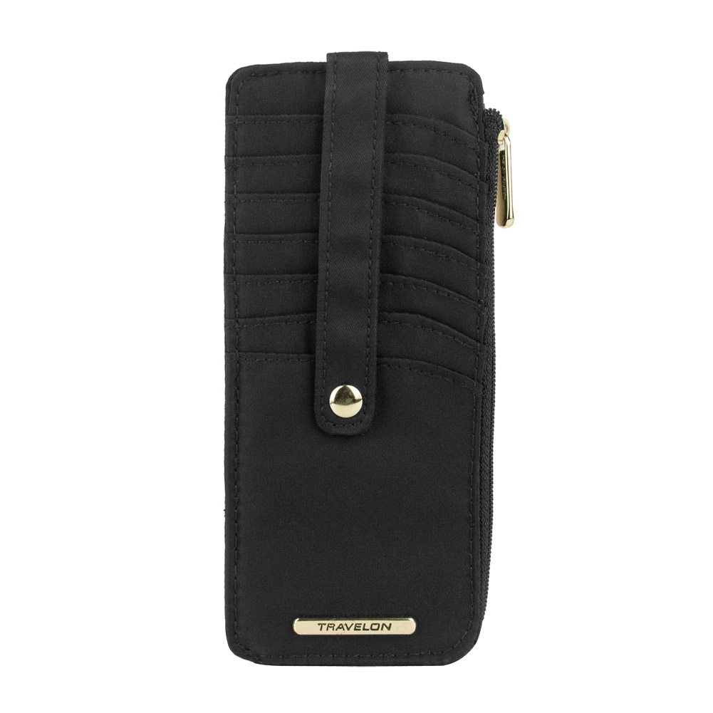Travelon Women's Tailored Corner Zip Slim Wallet, Onyx, One Size