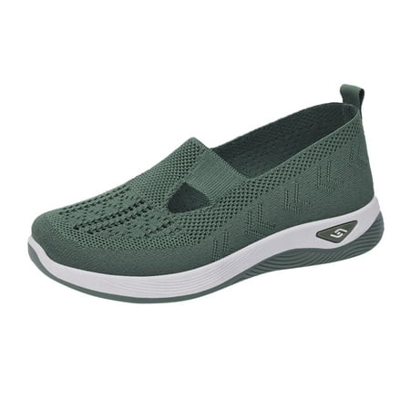 QYZEU Shoes for Women Shoes Womens Casual Women s Summer Fashion Mesh Breathable Casual Shoes Round Head Non Slip One Foot StirrUp Casual Sneakers Amy Green 36