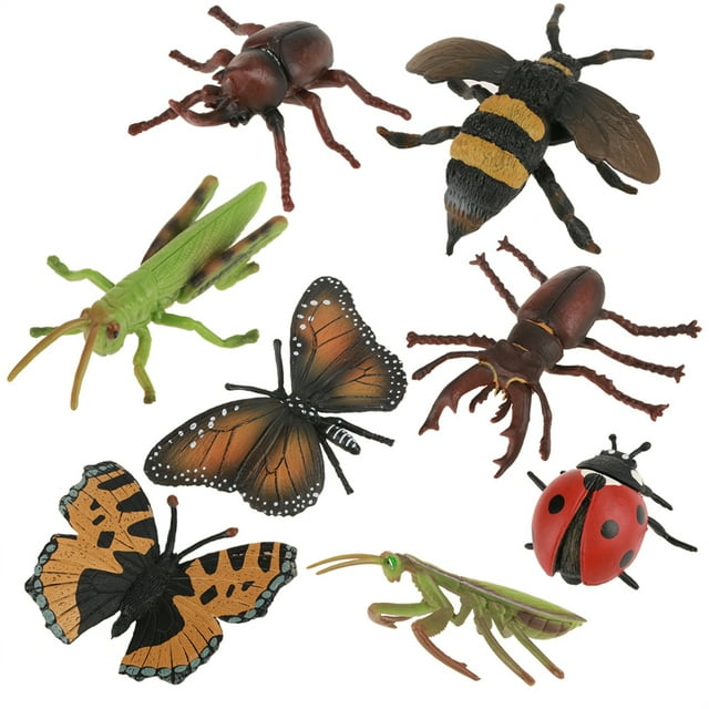 Greensen 8 Pcs/ensemble Kit de Modèle d'Insecte en Plastique 3D Jouets Éducatifs pour Bébés et Enfants Accessoires de Photographie, Modèle d'Insecte, Kit de Modèle d'Insecte