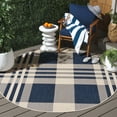 thumbnail image 2 of SAFAVIEH Courtyard Benjamin Plaid Indoor/Outdoor Area Rug, Navy/Beige, 4' x 4' Round, 2 of 11