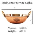 thumbnail image 5 of Indian Art Villa Steel Copper Serving Wok, Hammered Design, 6 Inches - 17 Oz, Serveware and Tableware, 5 of 5