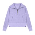 thumbnail image 4 of FAIWAD Crop Sweatshirt for Girls Long Sleeve Half Zip Pullover Tops with Thumb Hole Kids Fleece Fall Winter Clothes, 4 of 6