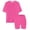 Hot Pink, variant on Girls Short Sets 2 Piece Outfits Summer Short Sleeve Soft T-Shirt Tops Lightweight Slim Shorts Matching Sets Comfy Sweatsuit (Hot Pink, 7-8 Years)