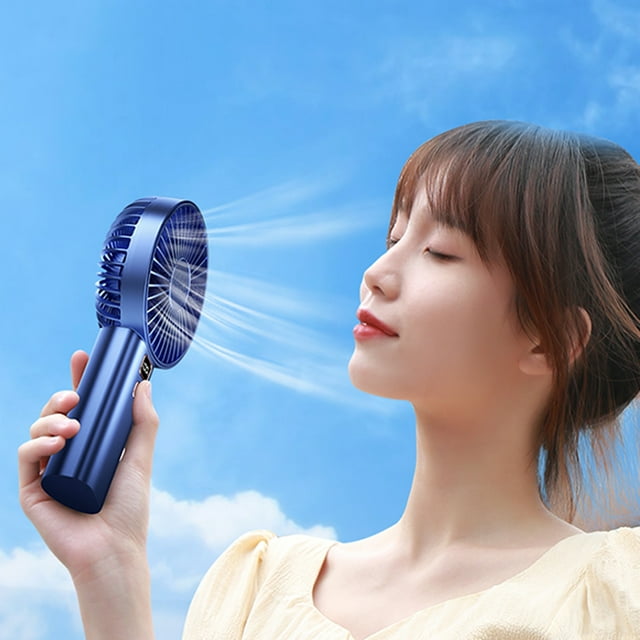 Xihbxyly Ventilador de Mano, Recargable Por Usb, Batería de 3600 Mah, 4 Velocidades, Portátil, Ideal para Viajes, Oficina y Exteriores, Tamaño Compacto, Color Verde/Azul, Fácil de Limpiar.