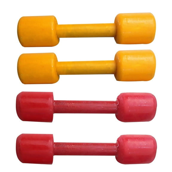 Mobutofu 2 Pairs Dumbbell for Kids Christmas present Red Plastic Hand Held Weights 7.3*1.6in
