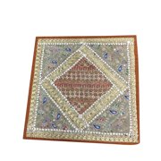 Mogul Pillow Sham Sequin Embroidered Zari Patchwork Cushion Case Indian Art Home Decor 16x16