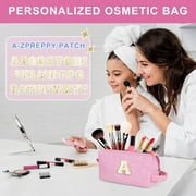 DAKIMOE Makeup Bag Cosmetic Bags Organizer Personalized Initial Travel Essentials Toiletry Bag for Birthday Christmas Girlfriend Teacher Valentines Day Gifts