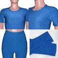thumbnail image 4 of Akmipoem Women Plus Summer 2 Piece Outfits Textured Gym Workout Sets Tracksuit Crop Top Leggings Sweatsuits, 4 of 5