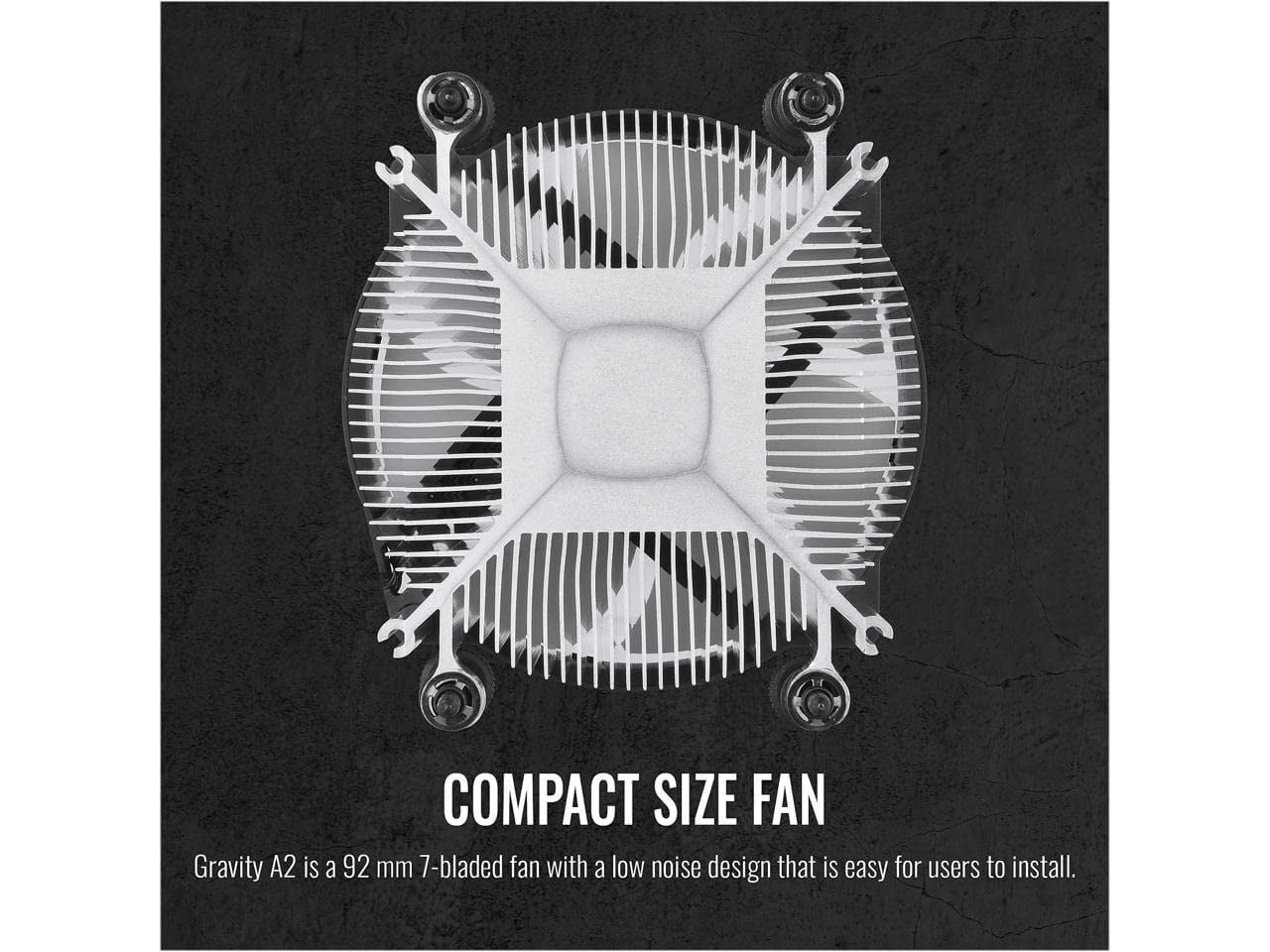 95W Gravity A2 CPU Cooler For Desktop, 92mm 4-Pins PWM 1200~3500rpm Aluminum Extrusion CPU Cooling Fan for AMD AM5 AM4 CL-P078-AL09WT-A
