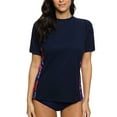thumbnail image 3 of Women's Color Blocked Rash Guard Short Sleeve Swimsuit Tops UPF 50+ Swim Shirt, 3 of 5