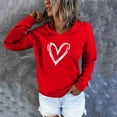 thumbnail image 2 of Women's Love Sweatshirts and Hoodies Heart Printed Drawstring Hooded Pullover Long Sleeve Casual Cute Tops (XL, Red), 2 of 4