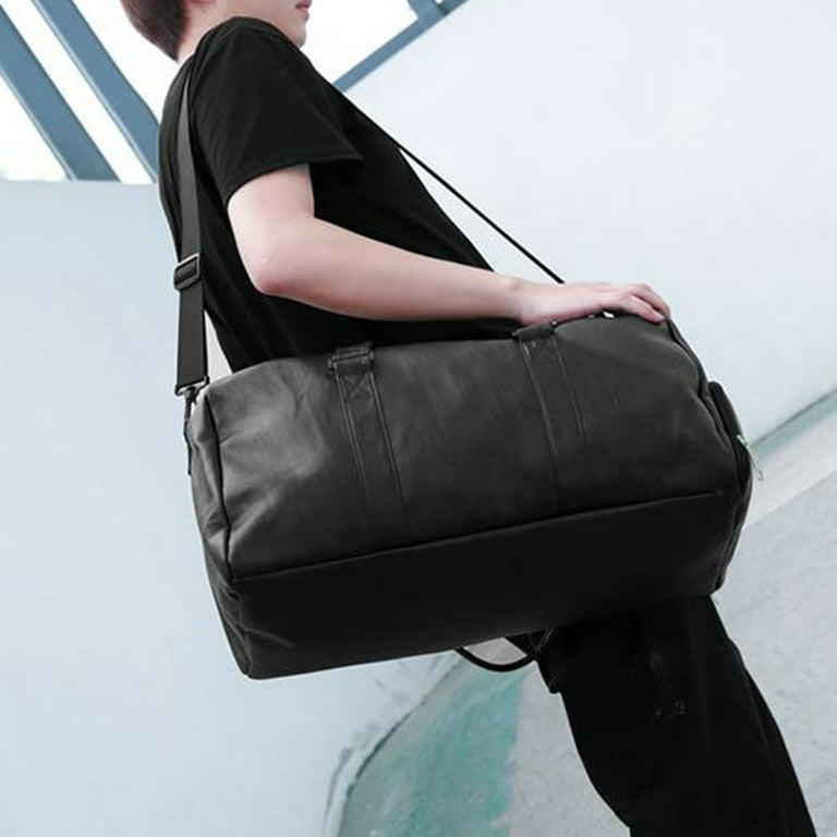 Porfeet Men Faux Leather Business Travel Messenger Bag Crossbody Satchel Shoulder Pack,Black, Men's, Size: Large