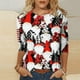 thumbnail image 2 of Camisas Navideñas Para Mujer Tops de Cuello Redondo Moda Impresa Suelta 3/4 Mangas Blusa Informal Odeerbi ODB194567, 2 of 5