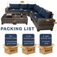 thumbnail image 4 of Patio Furniture Set, 7 Pieces Outdoor Patio Furniture with 2 Dining Table & Chair, All Weather Wicker Conversation Set, Gray Rattan & Navy Cushion, 4 of 6