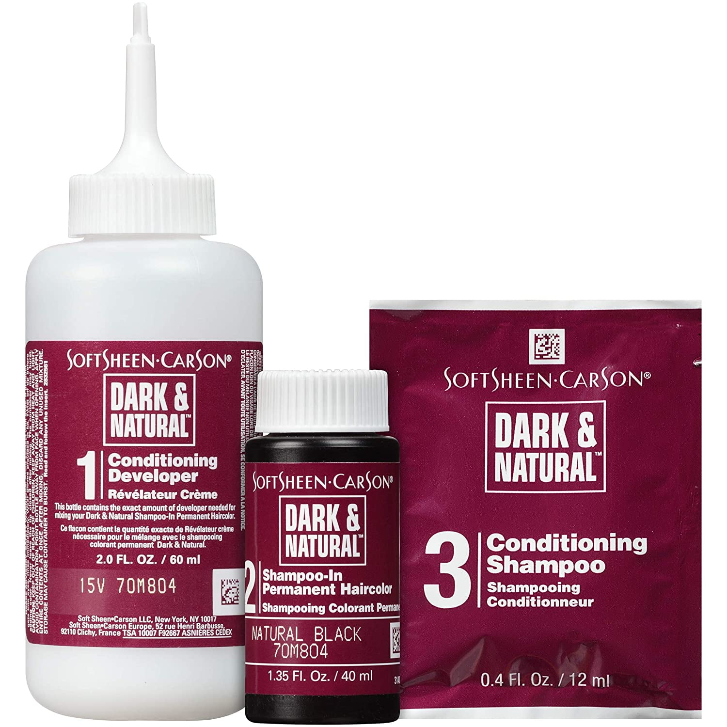 6 Pack - SoftSheen-Carson Dark & Natural Hair Color for Men 5 Minutes, Natural Looking Gray Coverage for Up To 6 Weeks, Shampoo-in Permanent Hair Dye, Ammonia Free, Natural Black