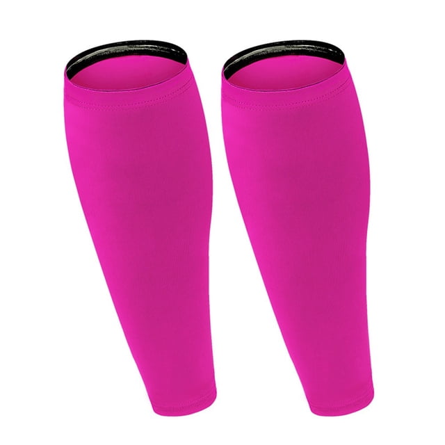 Yimiti une Paire de Manchons de Compression pour Mollets Sport Chaussettes de Compression Sans Pieds Course Cyclisme, Rose Rouge m