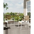 thumbnail image 4 of Gaderth Set of 4 Stackable Rattan Garden Armchairs with Thick Cushions, Outdoor Dining Chairs with Weatherproof PE Wicker and White Powder Coated Metal Frame for Patio Balcony Lawn, 4 of 8