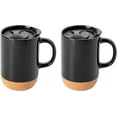 thumbnail image 5 of Gibson Home Modani 2 Pack Large 16.5 OZ Ceramic Mugs Set with Removable Cork Bottom and Lid - Black, 5 of 5