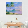 thumbnail image 2 of Creowell  Beach Wall Art Canvas Beautiful Hawaii Sunset Landscape Picture Prints Sea Palm Tree Painting Pink Colorful Bathroom Decoration 20x16in, 2 of 6